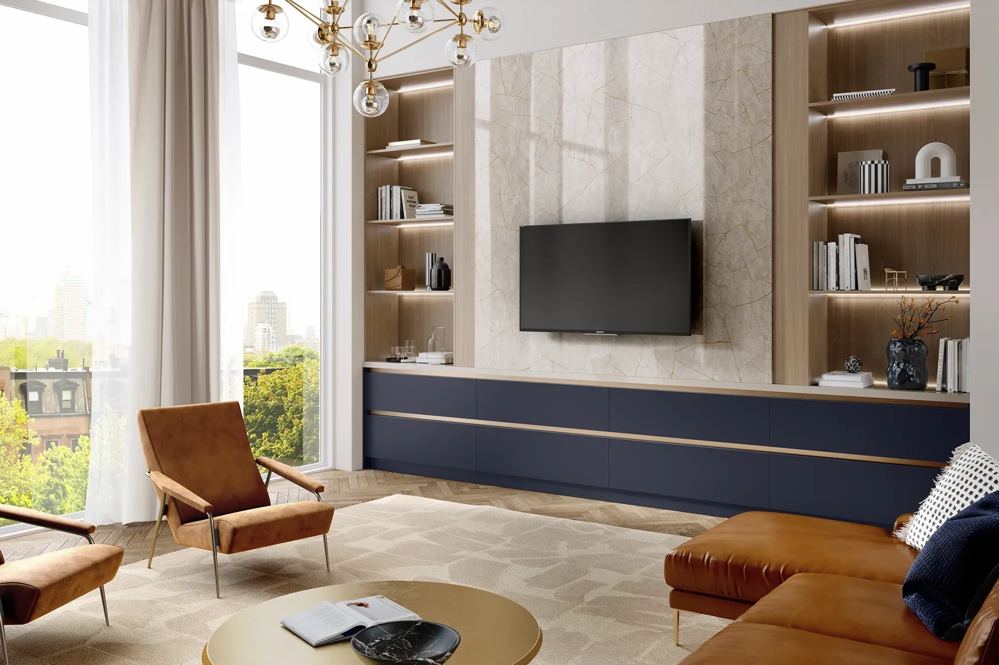 Media Wall Ideas: Media Unit with TV mounted on Wall