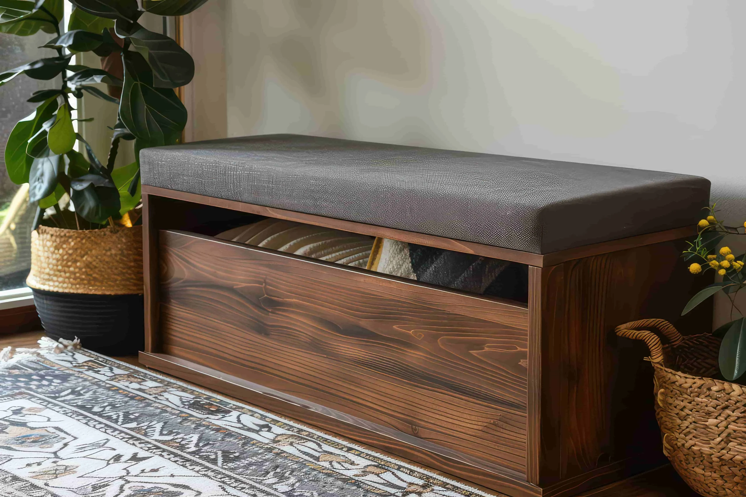 Boot room storage ideas: A bench with underneath storage