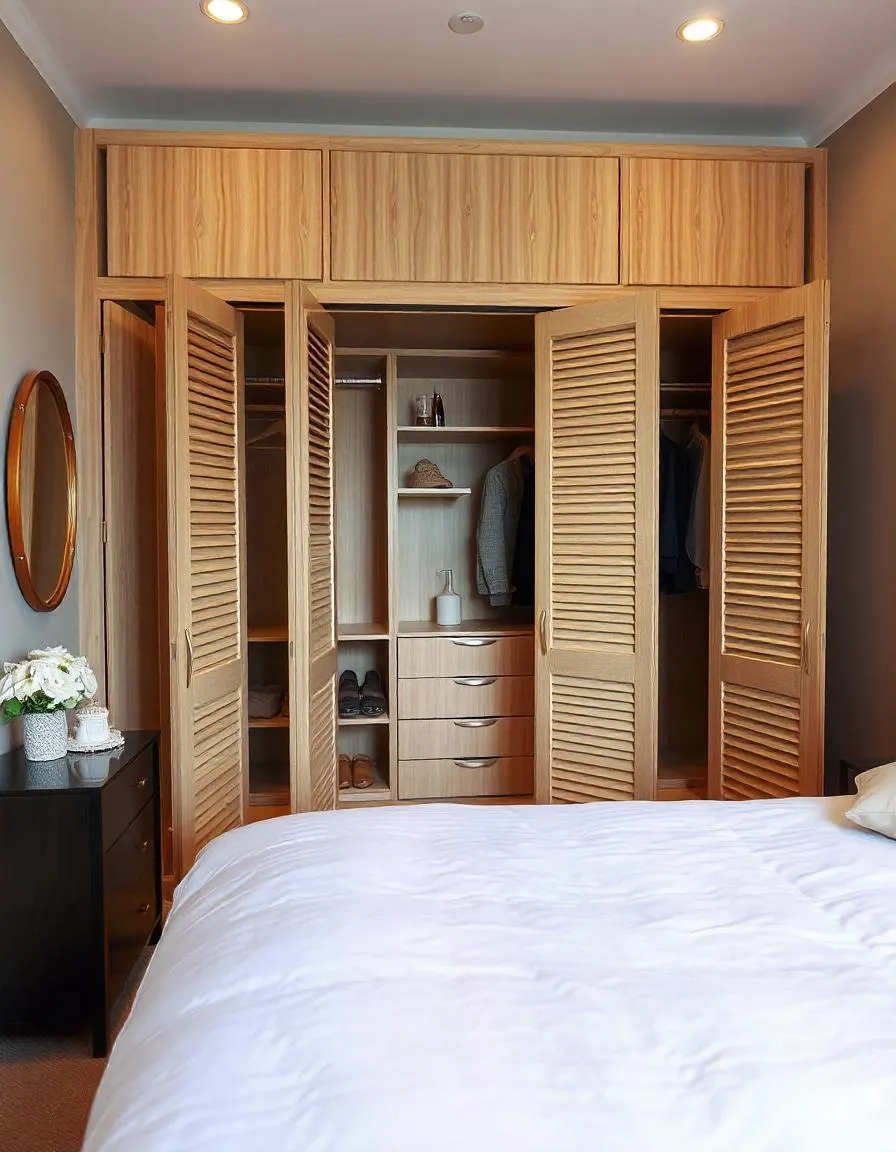 storage solutions for small bedrooms: Wardrobe with Bi Folding door in a compact bedroom